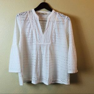 Loft || White Bell Sleeves Blouse